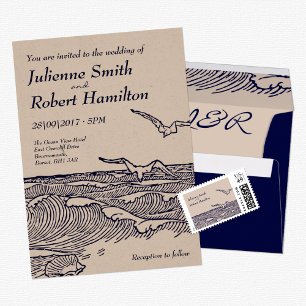 Rustic Chic Beach Destination Mariages Invitations