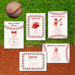 Invitation Tout En Un Baseball Sport Parfait Mariage de capture