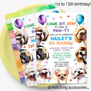Thème Chien 4ème anniversaire Fête Invitation