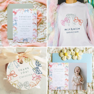 Invitation Rubans et vaches Photo Girls Fête d'anniversaire