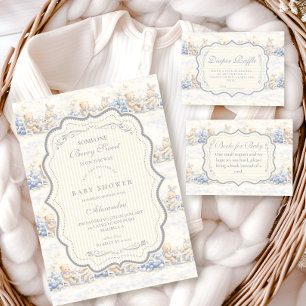 Invitation Douce Fête Bleue Toile Baby Shower
