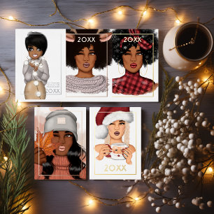 Carte De Vœux En Aluminium Chic Woman Père Noël Christmas