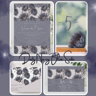 Cartons Réponse Elégant bleu marine mariage bleu floral