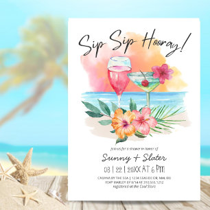 Invitation Le bord de mer Sippin'   Baby shower de plage trop