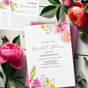 Invitations de douche nuptiale florale Vibrant ros