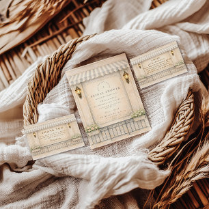 Invitation Mariage champêtre fleuri de style rétro