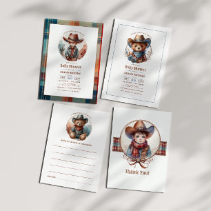 Carte Conseil Baby shower rustique Little Cowboy