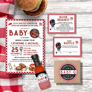 Sticker Rond Merci Baby shower BBQ Baby-Q