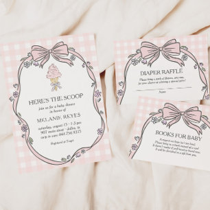 Carte D'accompagnement Voici la glace Sundae rose pour bébé Shower