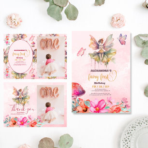 Invitation Photo Fairy First Girl's 1st Birthday