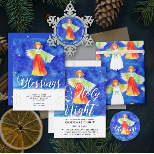 Sticker Rond Blessures de Noël mignonnes Angel coloré Script