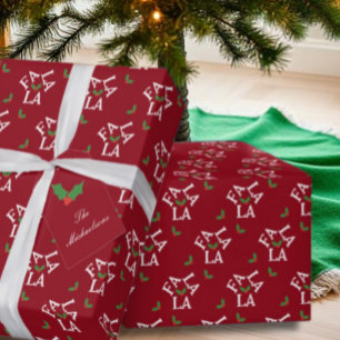 Papier Cadeau Fa La La Festive Holly Christmas