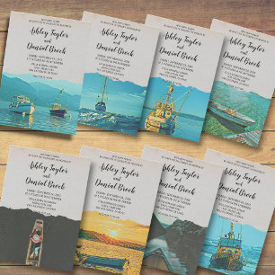 Invitation Bateau à voile vintage marine destination mariage