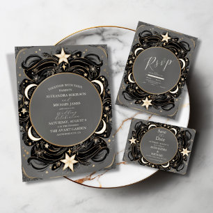 Invitation Tout En Un Céleste mystique lune étoile Mariage Boho de nuit