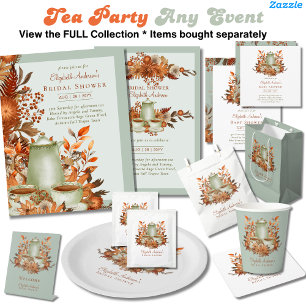 Invitation Floral Boho Terracotta Sage Tea Party Event