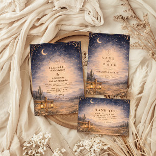 Invitation Mariage occidental sous la lune du désert céleste
