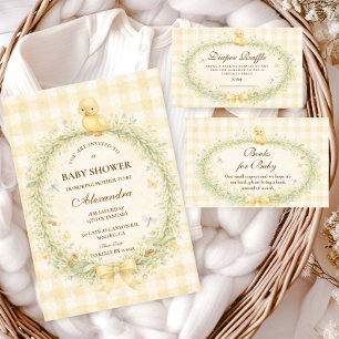 Carte D'accompagnement Vintage Caneton Fleurie Lange de Bébé Tirage au So