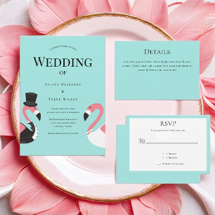 Invitation Mariage Flamant rose