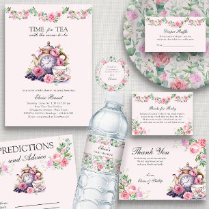 Carte D'accompagnement Déchets Raffle Vintage Floral Tea Cup Baby shower