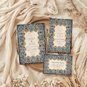 Carte De Remerciements Mariage islamique bleu royal