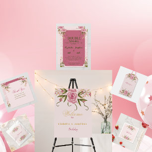 Sticker Rond Pastel Pink Double Jumeau Jumeau Anniversaire Merc