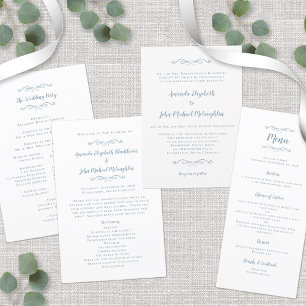 Invitation Classic Formal élégant Dusty Mariage de script ble