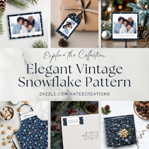 Feuille De Papier Cadeau Élégant modèle de flocon blanc bleu Vintage