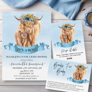 Invitation C'est un Baby shower de vache de Boy Blue Highland