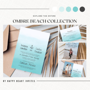 Invitation Ombre Beach Destination Ocean Starfish Mariage