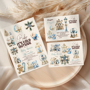Carte D'accompagnement Hiver Blue Noël Diapper Raffer