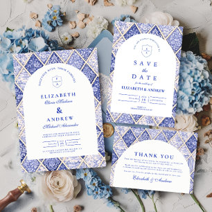Cartons Réponse Carreau de Delft européen de mariage