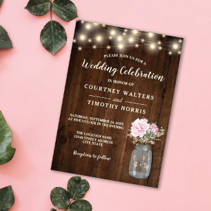 Invitation Russe Peine rose rose de bois Mason floral Jar   M