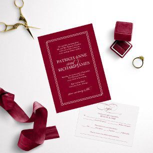 Invitation Burgundy Marsala Simple Élégant Mariage formel