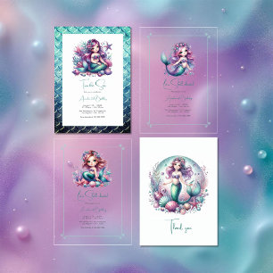 Invitation "Deux mers" Mermaid 2e fête d'anniversaire