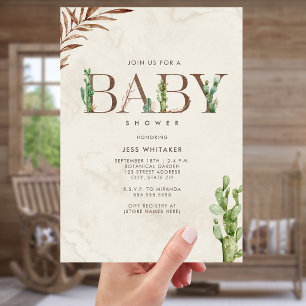 Invitation Tout En Un Baby shower De Raffin De Cactus Diaper Tout En Un