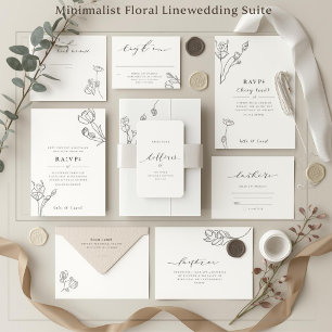 Tampon Auto-encreur Mariage minimaliste d'art en ligne floral 
