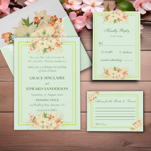 Invitation Tout En Un Fleurs de cerisiers roses, Mariage tous en un