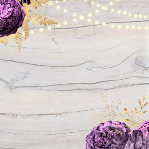 Invitation Mariage luxueux à cordes de bois floral violet