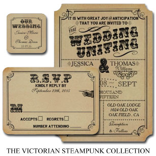 Invitation La collection de Mariages de Steampunk victorienne