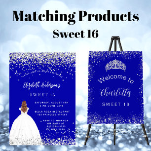 Invitation Masquerade royal bleu argent Sweet 16 fête