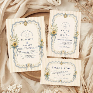 Cartons Réponse Mariage Coquette au Tournesol Romantique