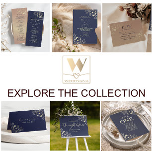 Elégant Faire-part de mariage bleu marine or