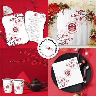 Serviette En Papier Symbole de longévité des fleurs de cerises Anniver