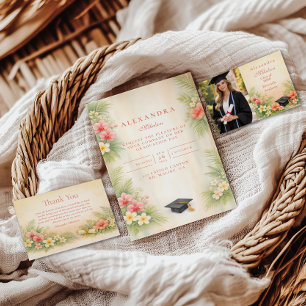 Carte De Remerciements Hibiscus Tropical Floral de Remise de Diplômes