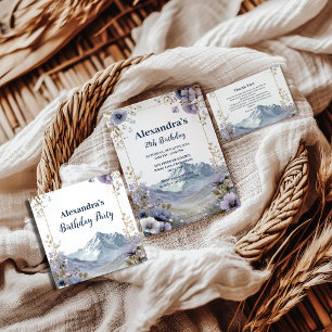 Invitation Montagne Fleur de Lavande Anniversaire