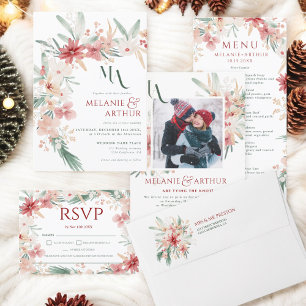 Invitation Rustique hiver Noël Floral Mariage photo