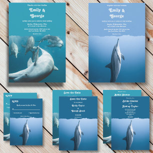 Invitation Marine Sous-marin Jouer Dolphins Sea Beach Mariage