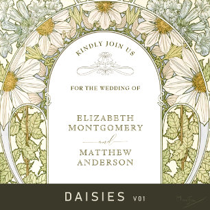 Invitation Tout En Un Vintage Marguerite Daisies Mariage Alphonse Mucha