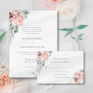 Invitation Katrina Boho Watercolor Fleurs Mariage catholique