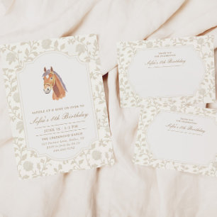 Carte De Remerciements Toile Florale Marron Neutre